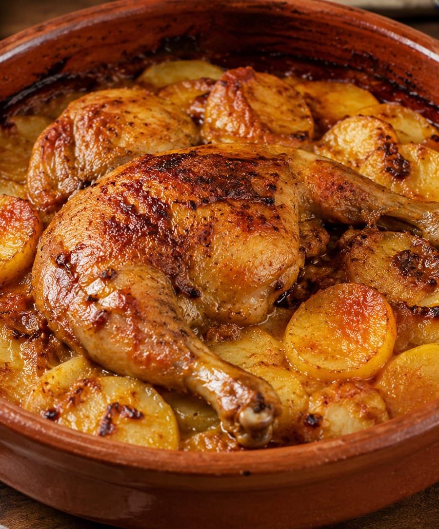 طاجن بطاطس بالفراخ (¼ فرخة)