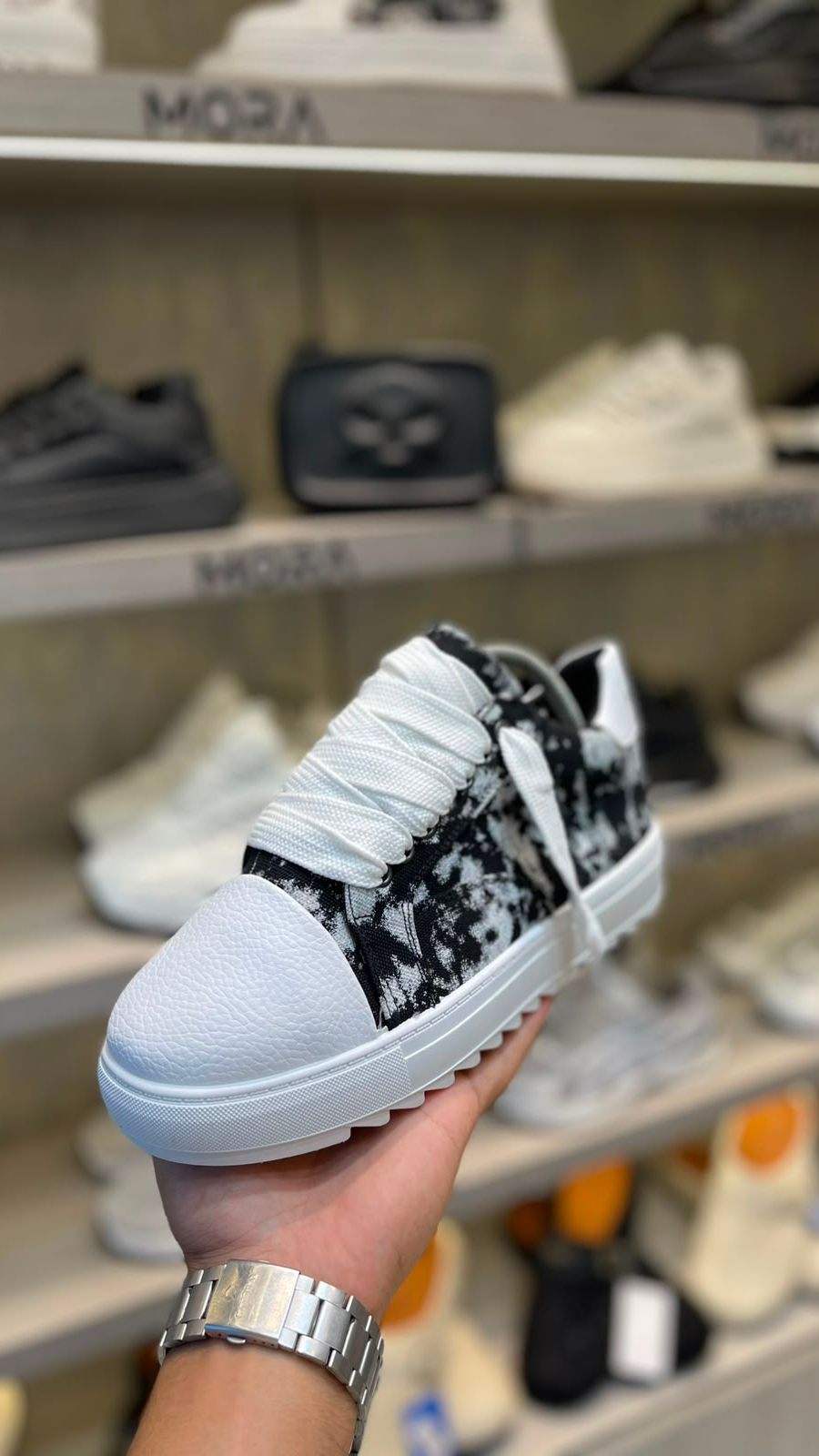 Black and White Patterned Sneaker