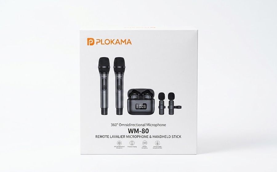 PLOKAMA Remote Lavalier Microphone & Handheld Stick WM-80