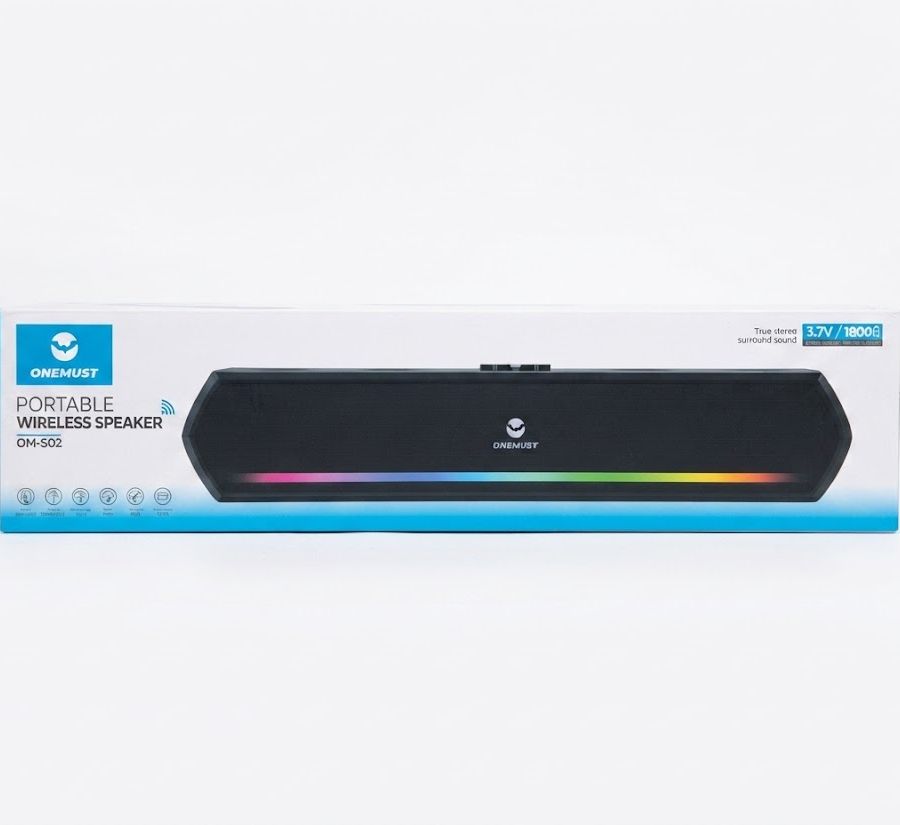 مكبر صوت محمول لاسلكي Onemust OM-S02 ببطارية 1800 مللي أمبير وإضاءة RGB (Portable Wireless Speaker OM-S02)