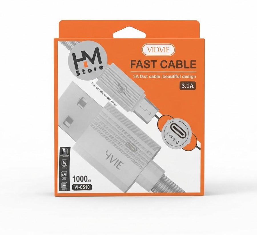 كابل شحن سريع تايب سي VIDVIE Fast Cable Type-C (Model: VI-C510) - بطول 1 متر - 3.1 أمبير