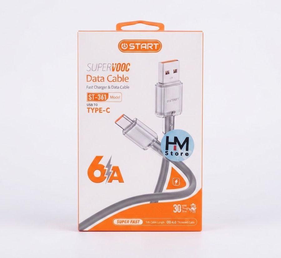 كابل شحن ونقل بيانات فائق السرعة USB إلى تايب سي START SUPERVOOC (Model: ST-361) - بقوة 6 أمبير - طول 1 متر