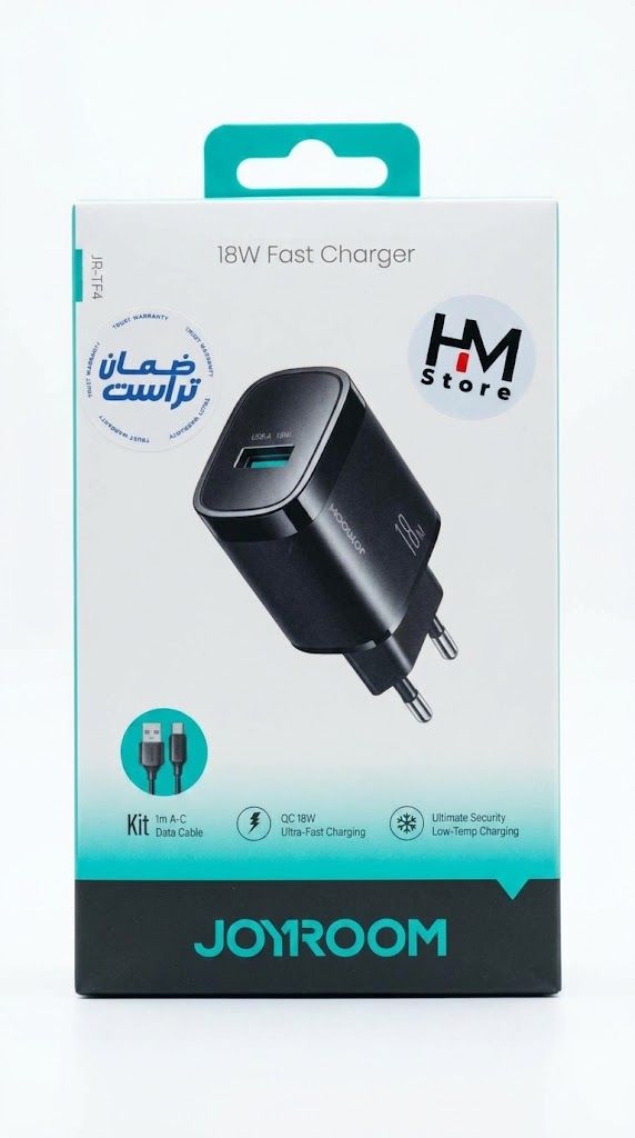 شاحن سريع جويروم 18 واط بمنفذ USB-A كويك تشارج مع كابل USB إلى Type-C (Joyroom 18W Fast Charger Kit - Model JR-TF4).