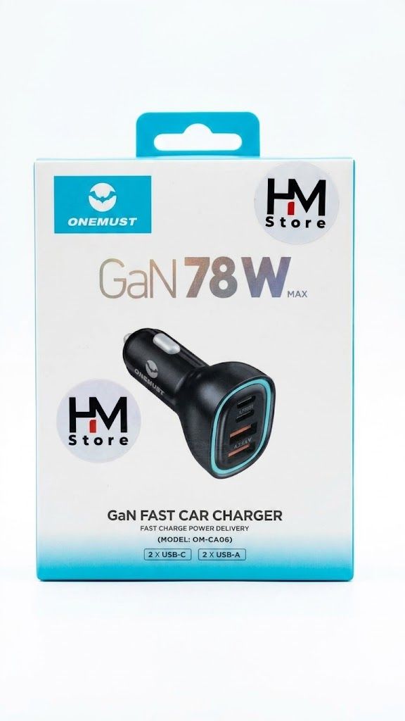 شاحن سيارة سريع ون مست جان بقوة 78 واط (ONEMUST GaN 78W Max Fast Car Charger).