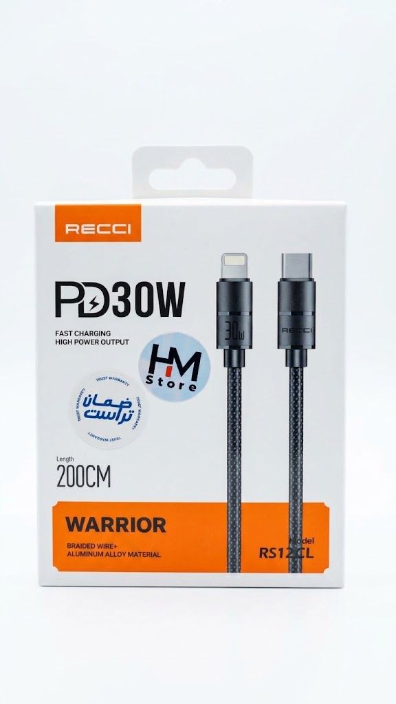 كابل شحن ونقل بيانات "ريتشي واريور" (RECCI Warrior) - قوة 30 واط (USB-C إلى Lightning).