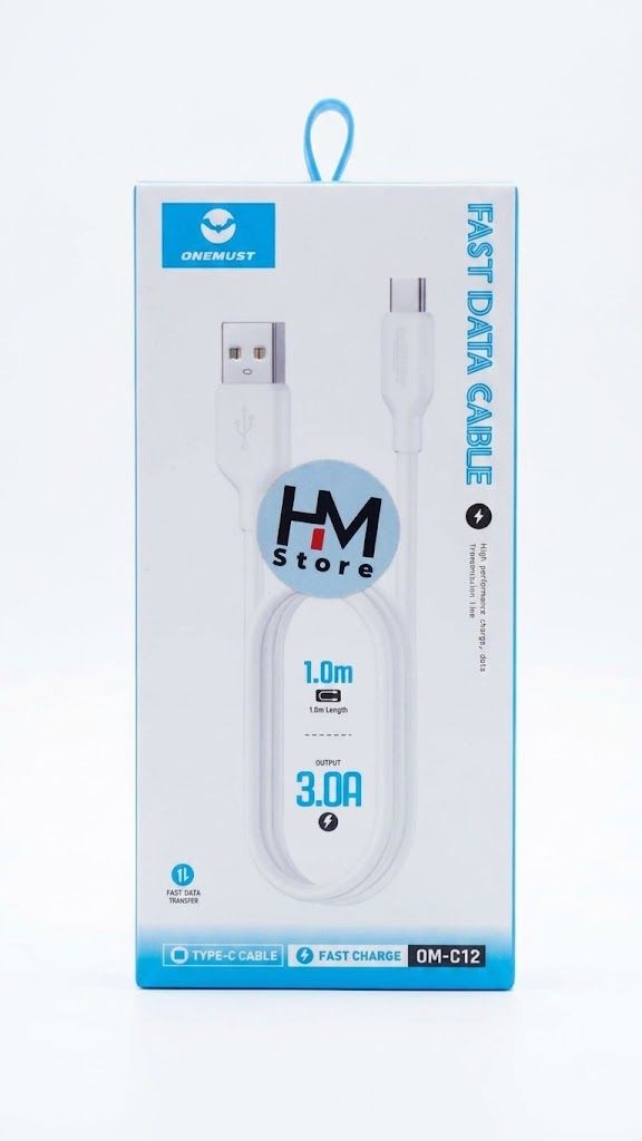 كابل شحن سريع ونقل بيانات ون ماست (ONEMUST Fast Data Cable OM-C12) بقوة 3.0A (منفذ USB-A إلى Type-C).