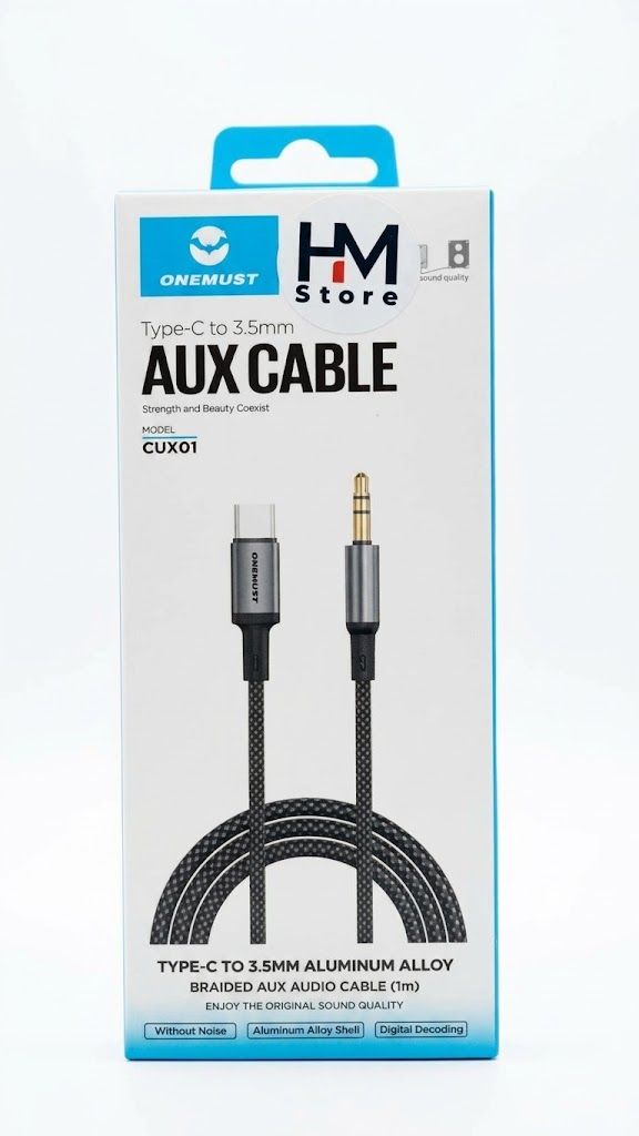 كابل صوت أكس (AUX) مضفر من ون ماست (ONEMUST CUX01) - منفذ (Type-C إلى 3.5mm).