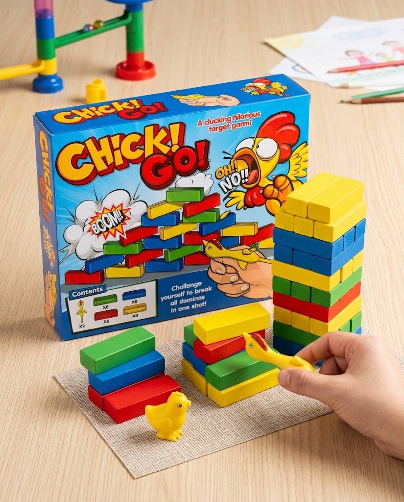 لعبة إطلاق الدجاج وتحدي الدومينو - Chick! Go! (A Clucking Hilarious Target Game)