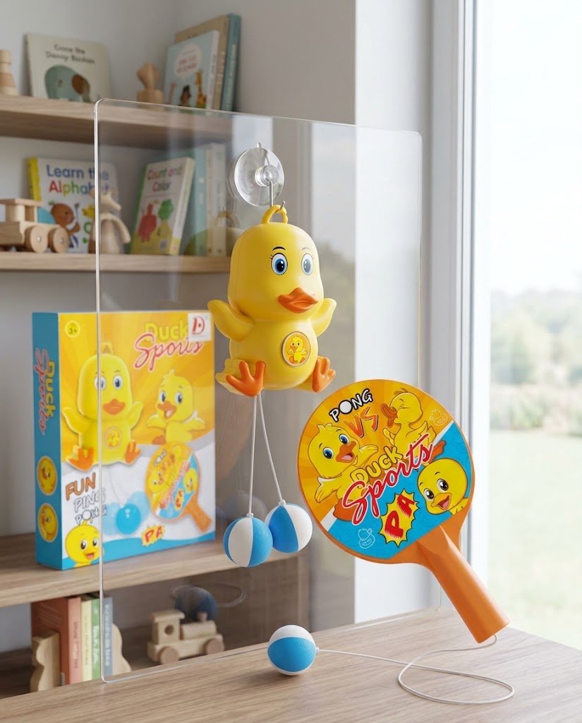 لعبة مدرب تنس الطاولة المعلق بتصميم البطة (Duck Sports - Fun Hanging Ping Pong Trainer)