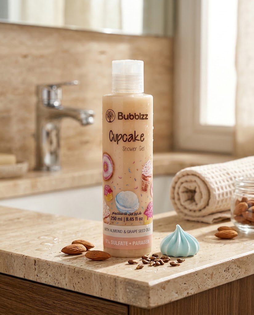 شاور جل بوبلز برائحة الكب كيك وزيوت اللوز وبذور العنب – Bubblzz Cupcake Shower Gel (250 مل)