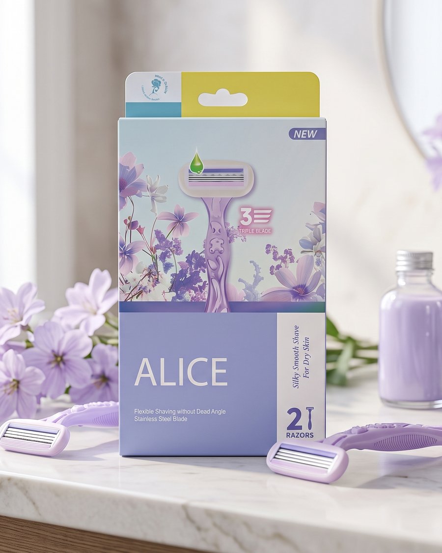 ماكينة حلاقة أليس ثلاثية الشفرات للبشرة الجافة برائحة اللافندر (Alice Triple Blade Razors for Dry Skin - Lavender Scent)