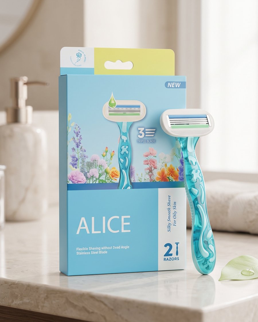 ماكينة حلاقة أليس ثلاثية الشفرات للبشرة الدهنية برائحة الانتعاش (Alice Triple Blade Razors for Oily Skin - Fresh Scent)