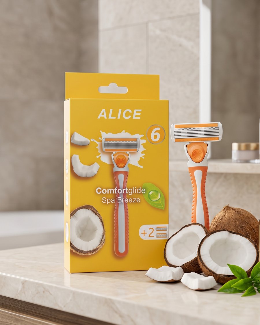 شفرة حلاقة أليس كومفورت جلايد بخلاصة جوز الهند (Alice Comfortglide Spa Breeze - Coconut)